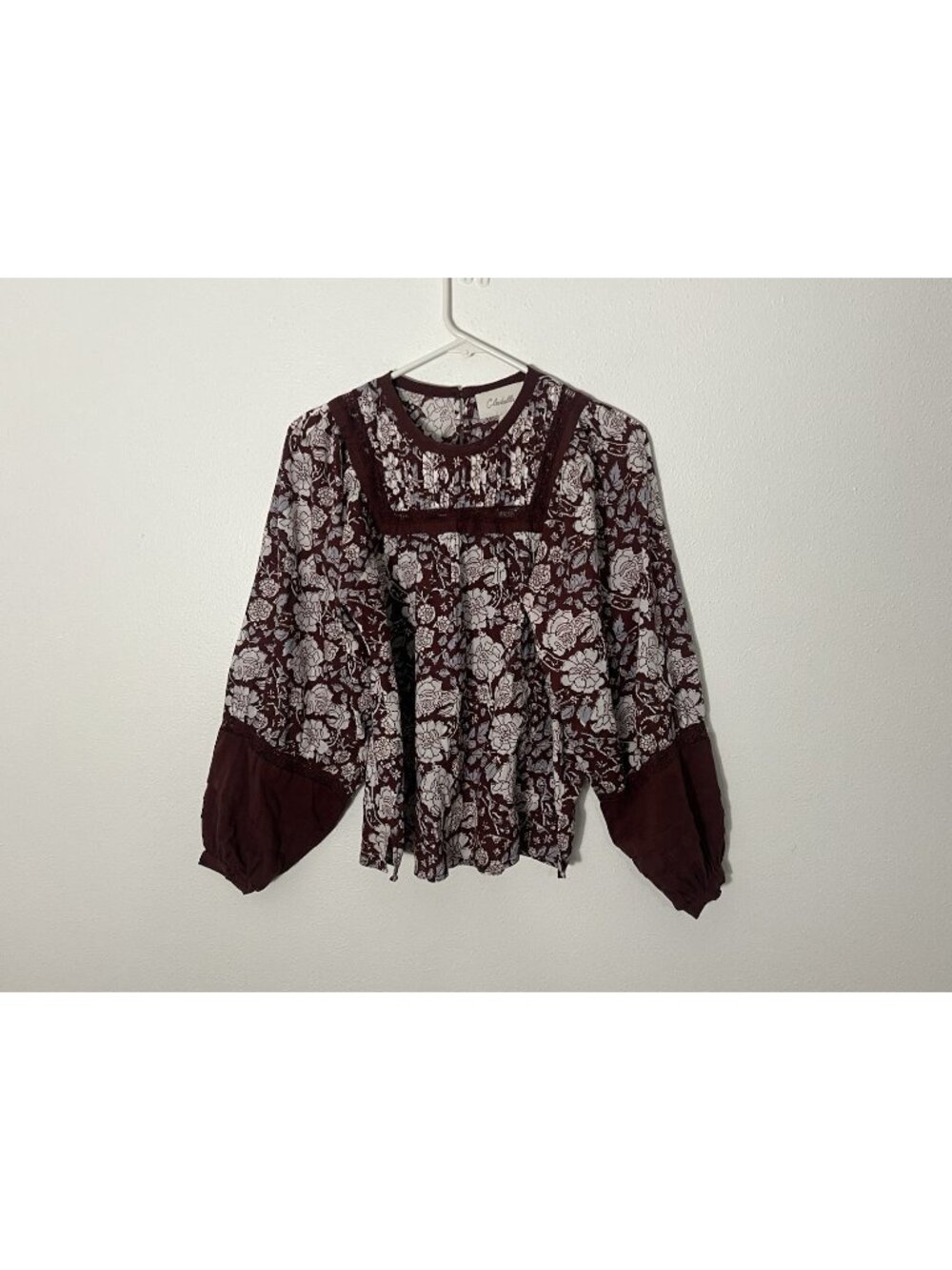 Anthropologie Cleobella Raffia Lace Blouse Size XS Boho Cottage Peasant Floral